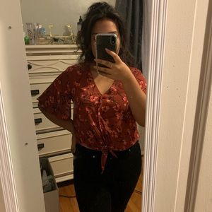 Orange floral crop top